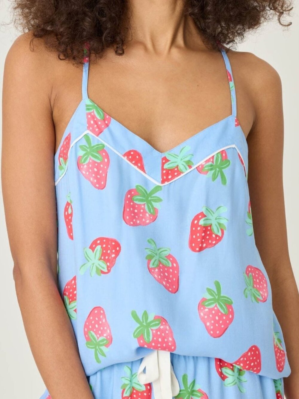 PJ Salvage Lazy Days Strawberry Pajama Tank Top Lounge Sleep Blue Size Medium